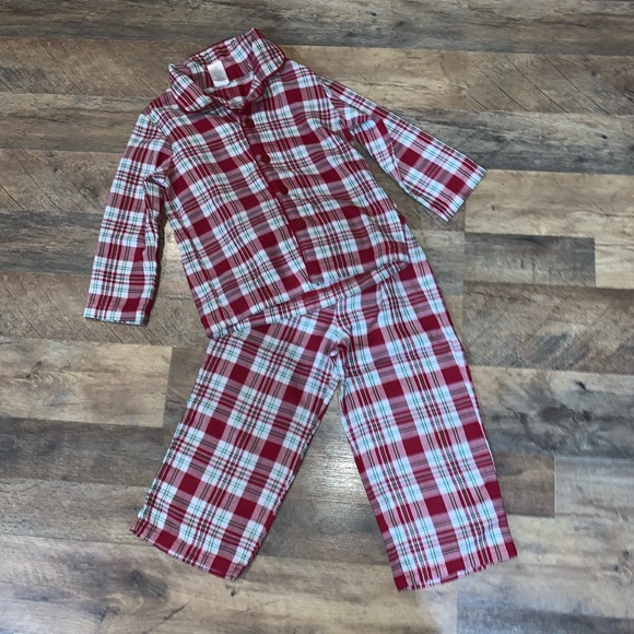 Gymboree Red plaid Lightweight brushed flannel pajama set size XS 3-4 - Picture 1 of 4